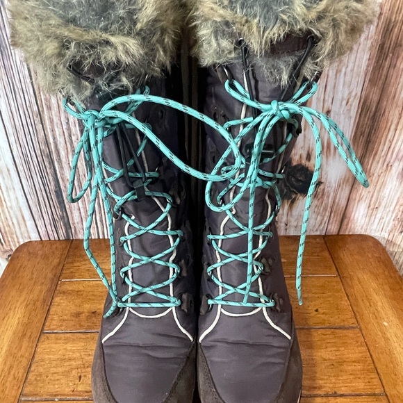 LL Bean 284883 Carrabassett Fur Lace-Up Knee High Snow Boots Women's US 7.5 - Picture 9 of 11